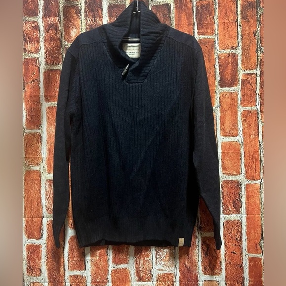 Weatherproof Vintage Men Shaker Toggle Shawl Collar Knit Sweater XL Navy - Picture 1 of 5